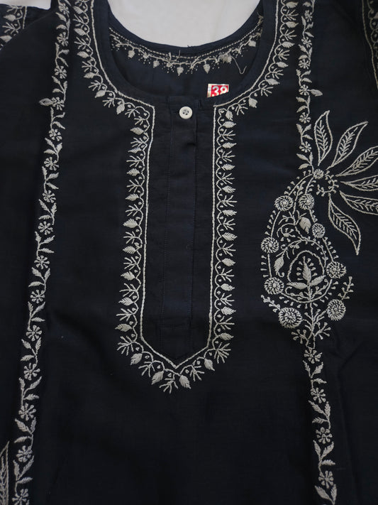 Chanderi Silk  Chikankari Short Top size 38 (PSC140)