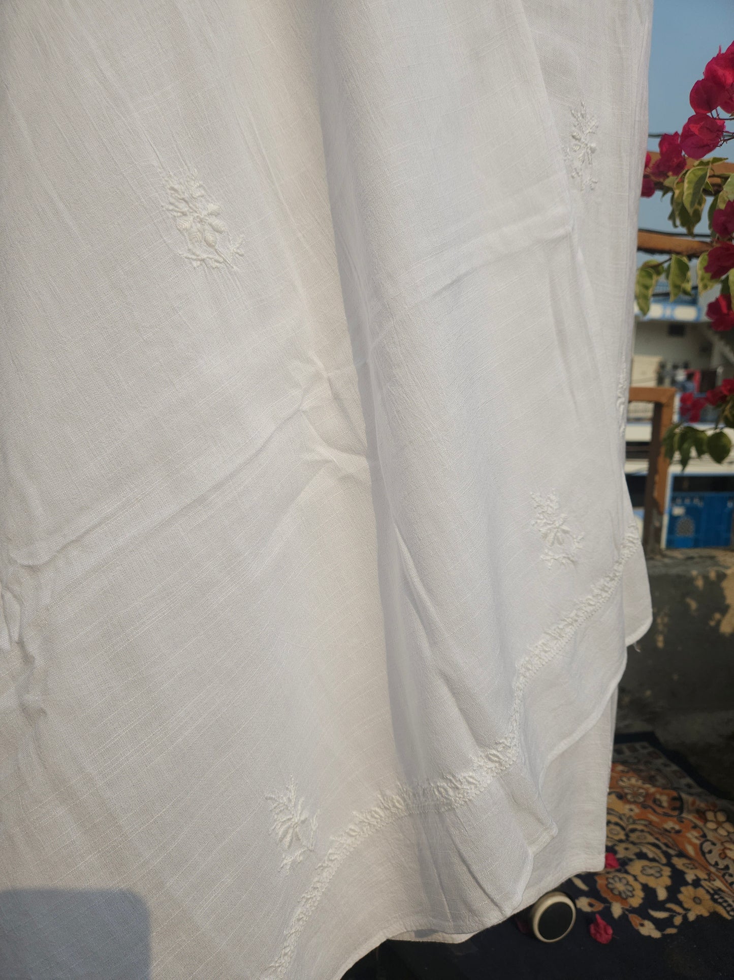 Linen Chikankari 2-Piece Suit with heavy jaal sleeve (PSC017)