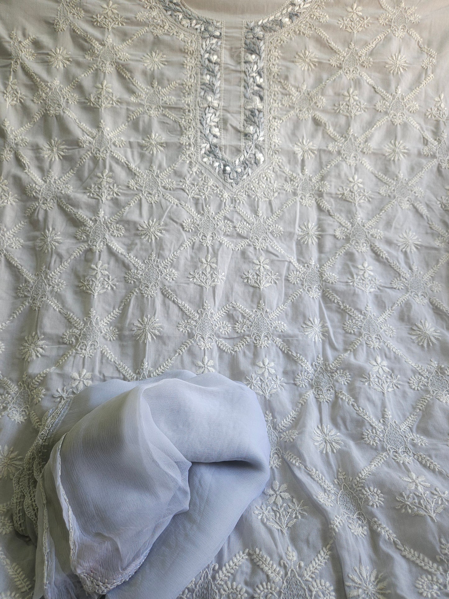 Soft Cotton 3Piece Unstiched Chikankari Parsigara Suit