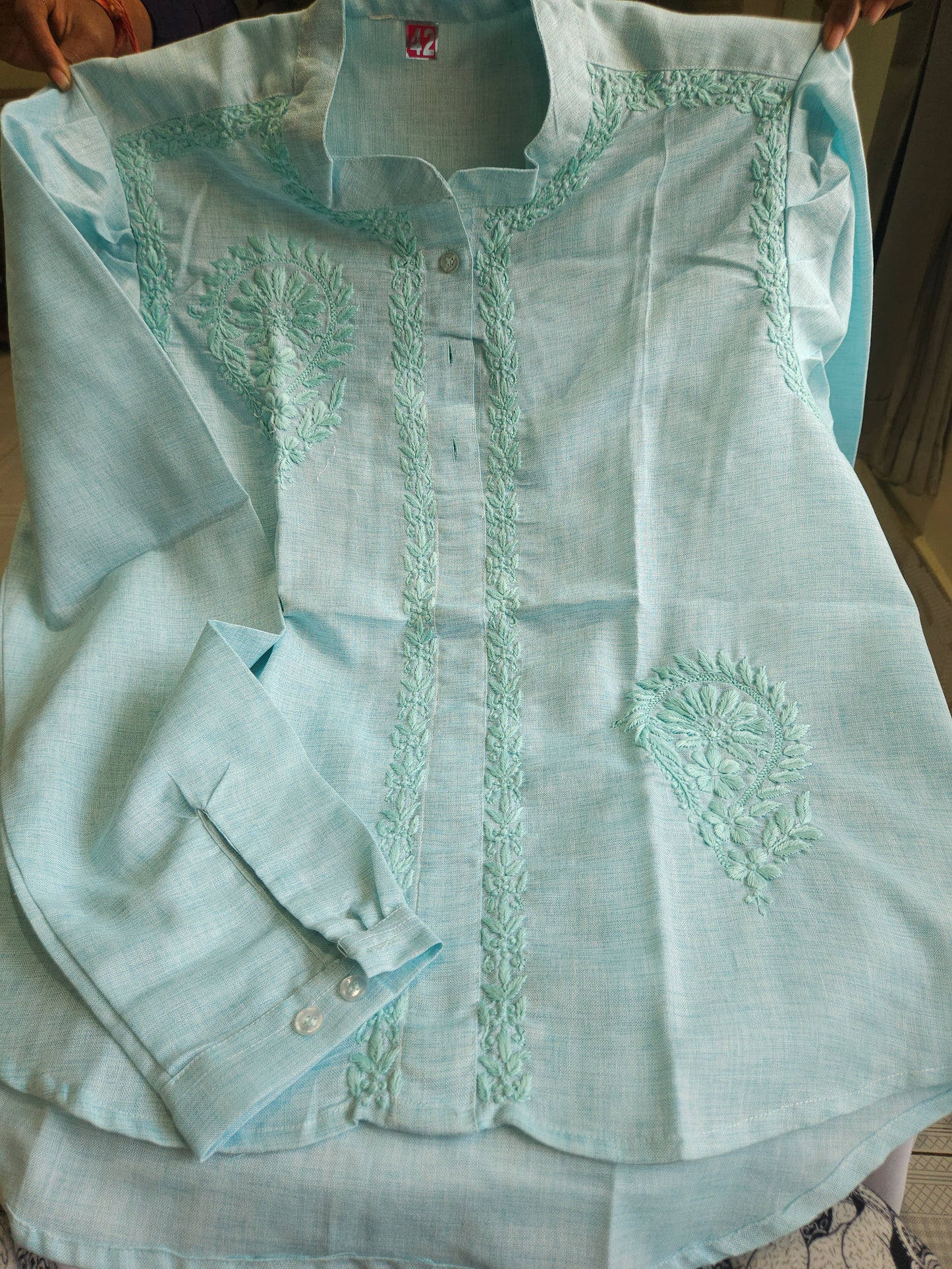 Linen Chikankari Shirt (PSC171)