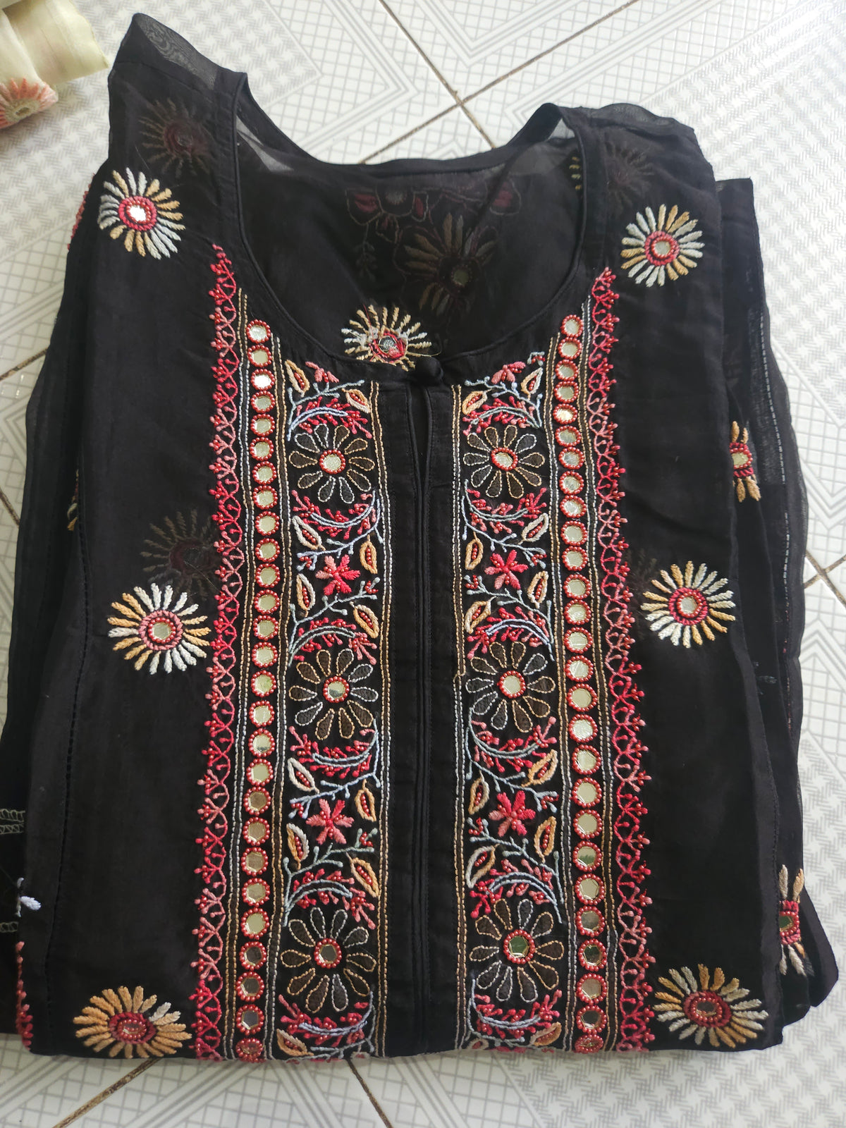 2Piece Organza Silk Chikankari Suit Set PSC167