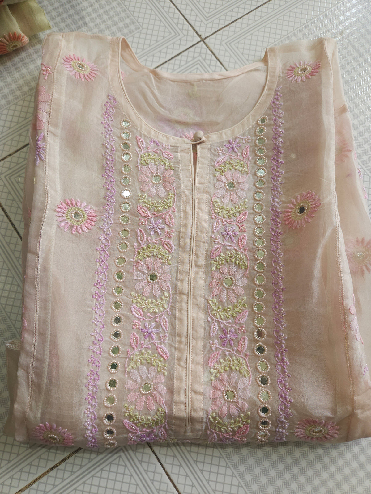 2Piece Organza Silk Chikankari Suit Set PSC167