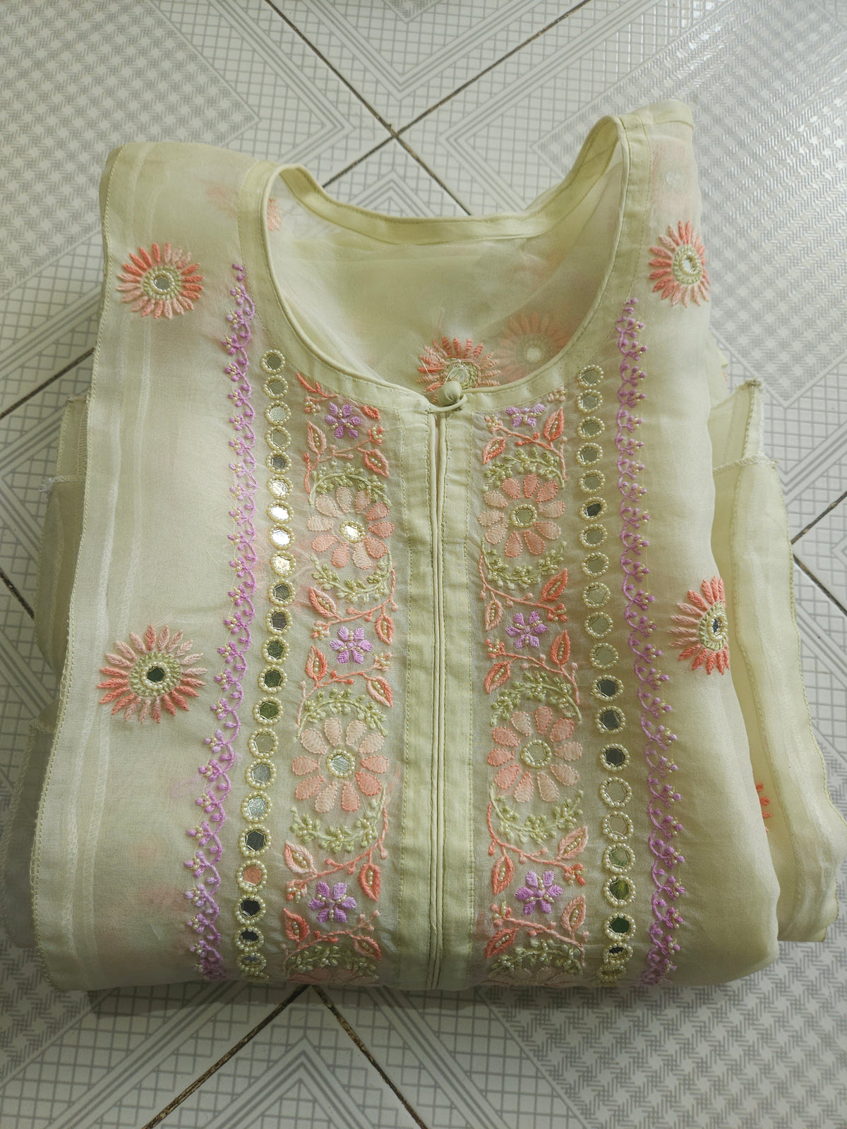 2Piece Organza Silk Chikankari Suit Set PSC167