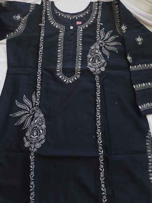 Chanderi Silk  Chikankari Short Top size 38 (PSC140)