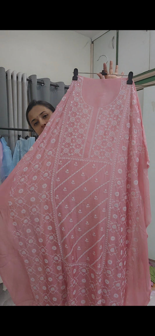 American Chanderi Silk 2-Piece Chikankari Suit (PSC160)