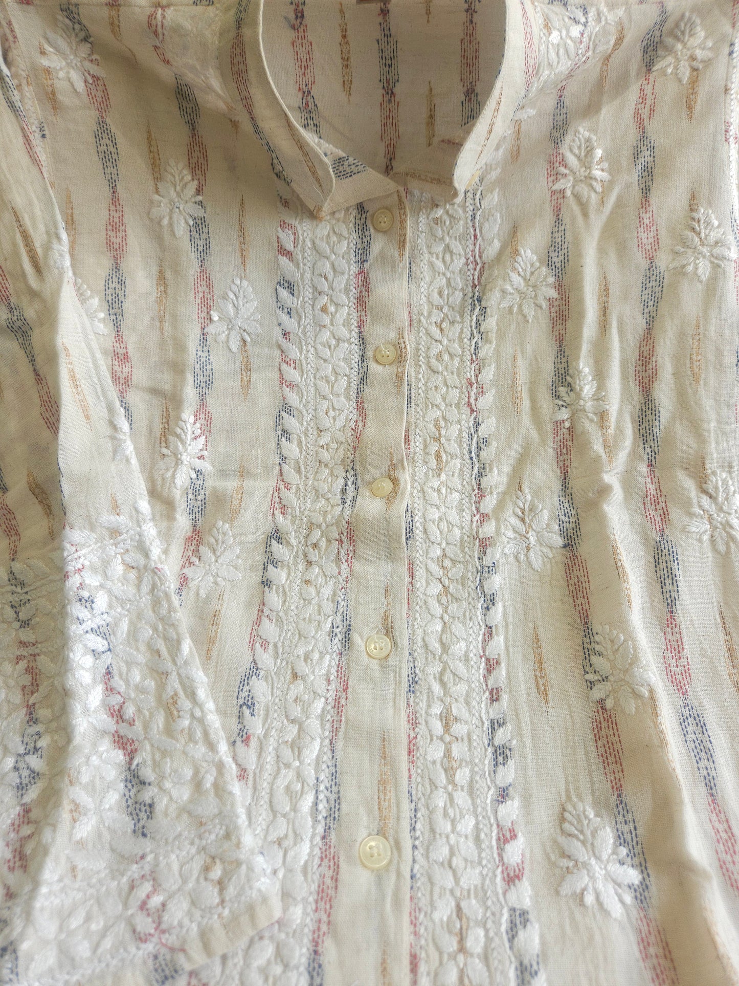 Ikkat Cotton Chikankari Coord Set 2piece Stitched