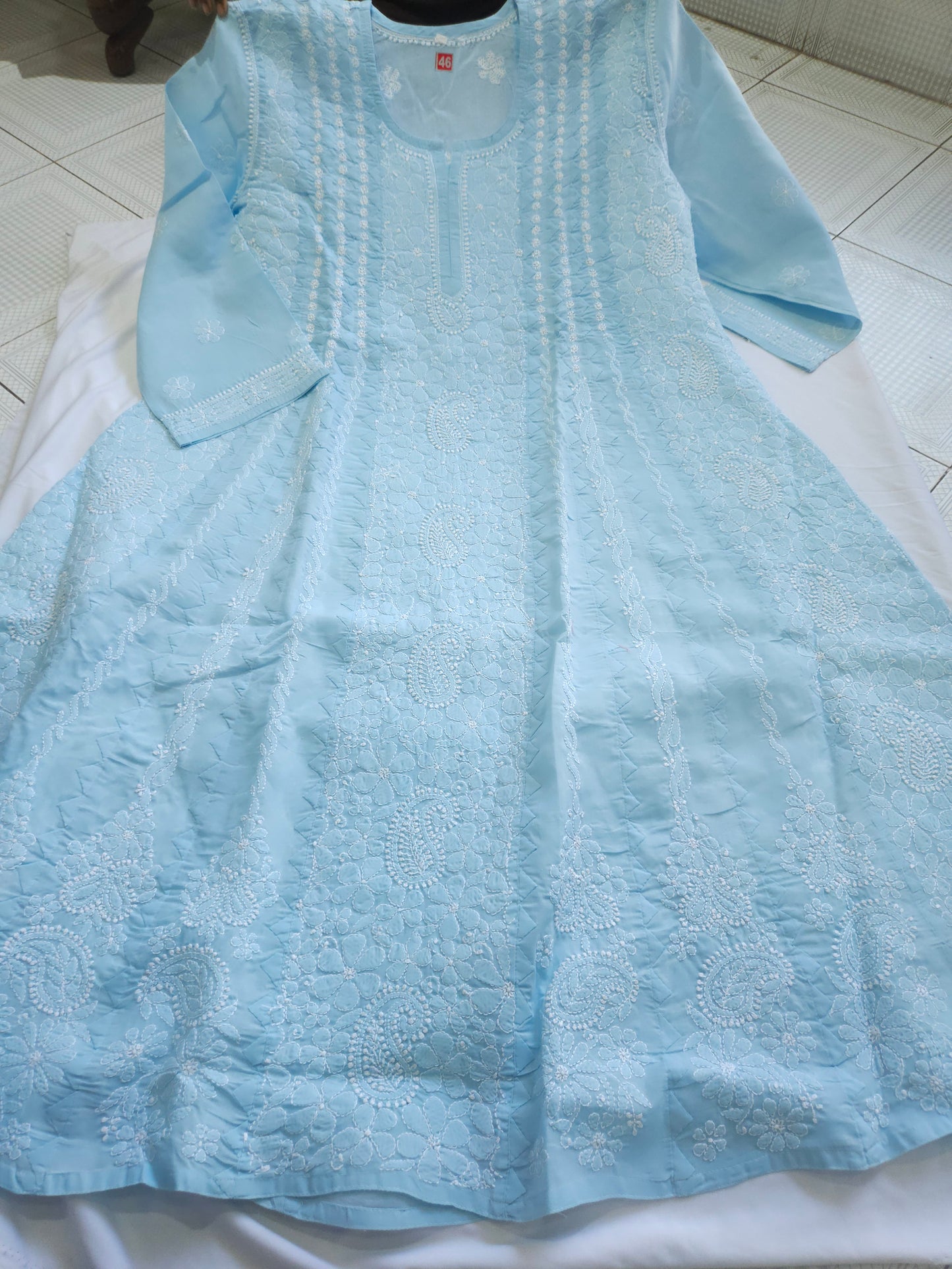 Cotton Voil Heavy Daraz Chikankari Anarkali Stitched