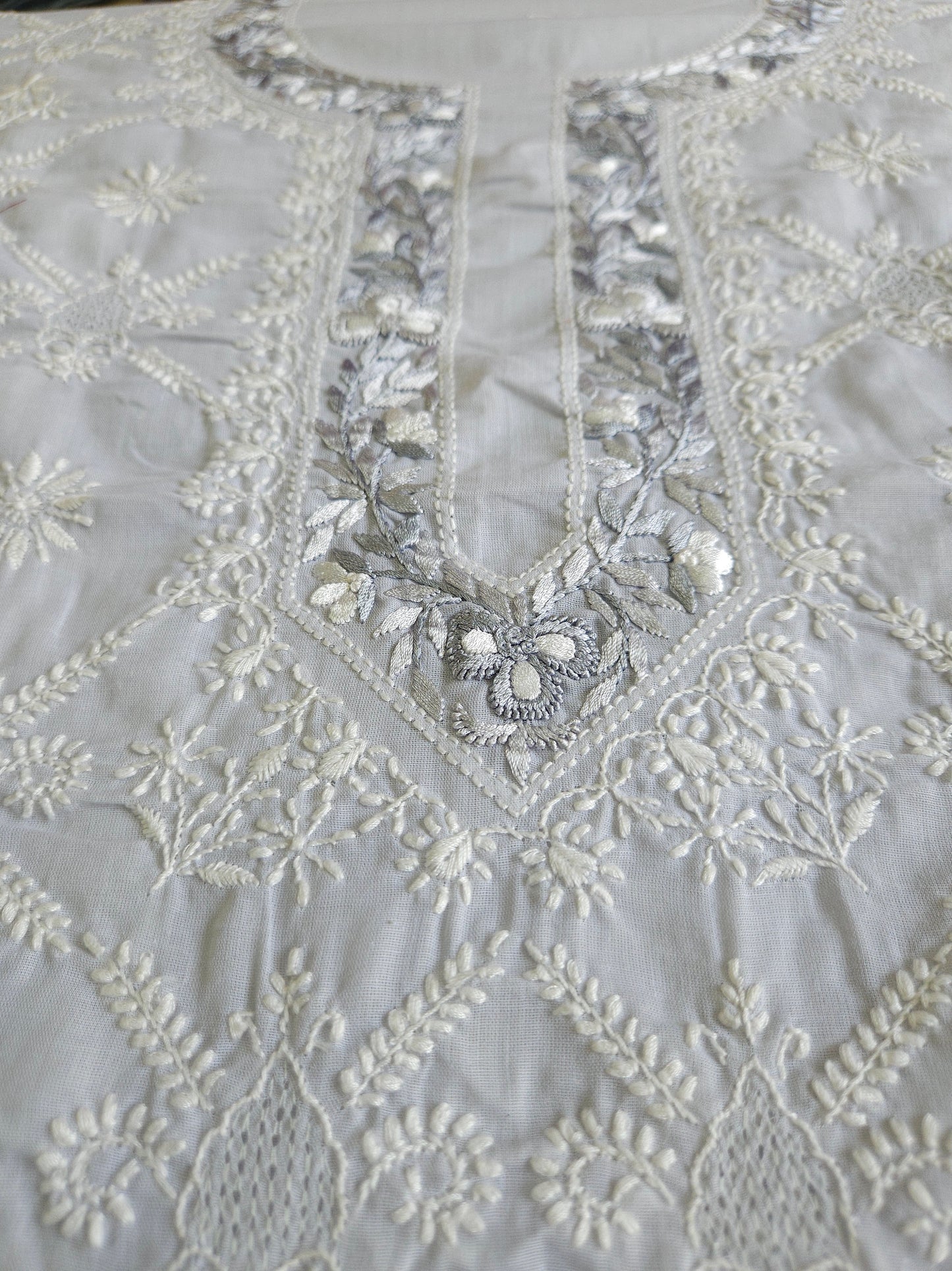 Soft Cotton 3Piece Unstiched Chikankari Parsigara Suit