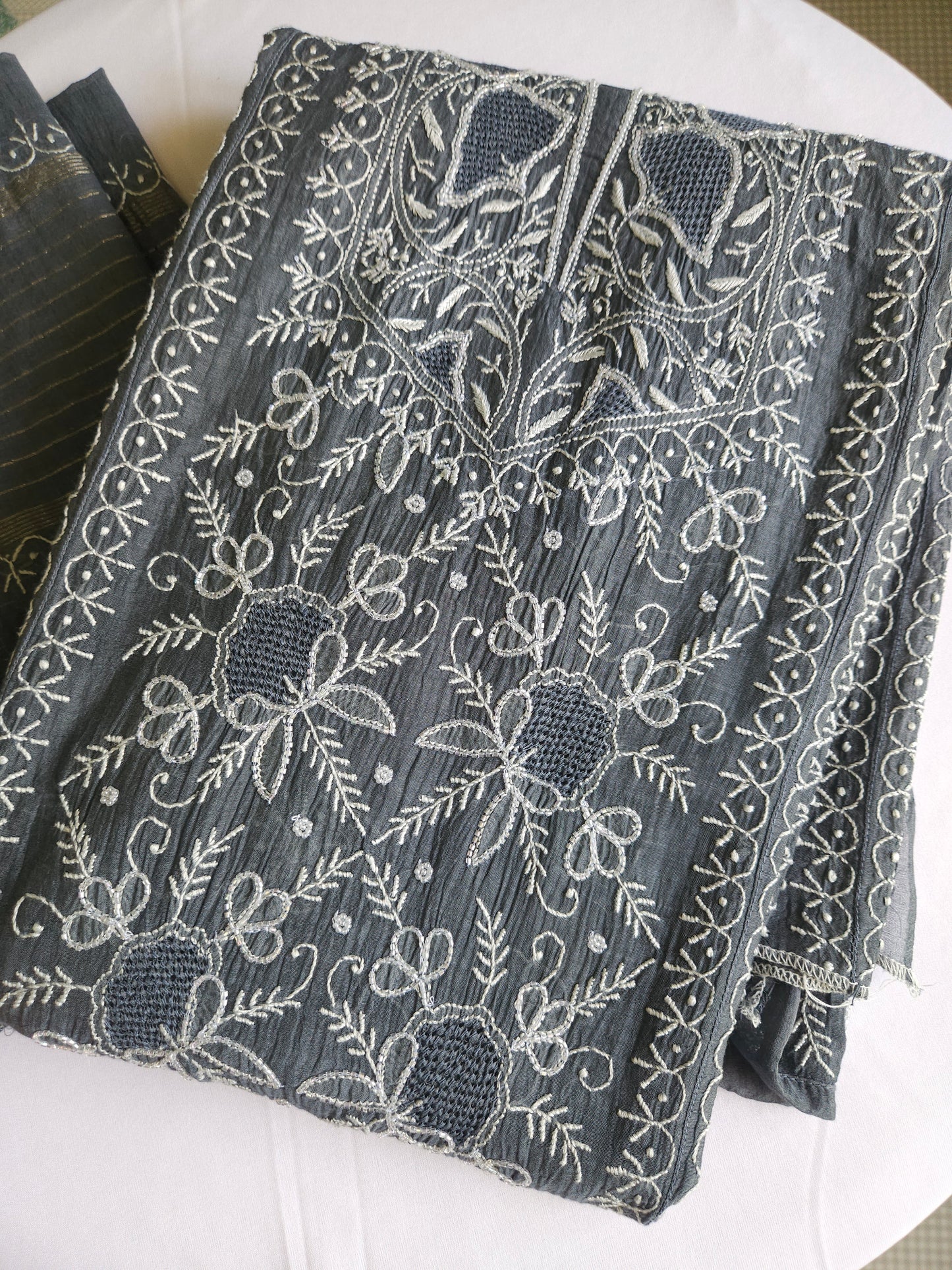 Malmal Chanderi 2Piece Semistiched Suit