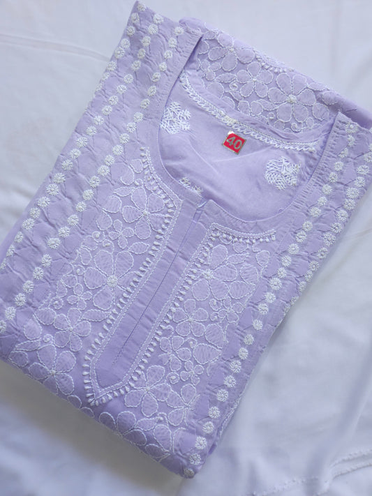 Cotton Voil Heavy Daraz Chikankari Anarkali Stitched