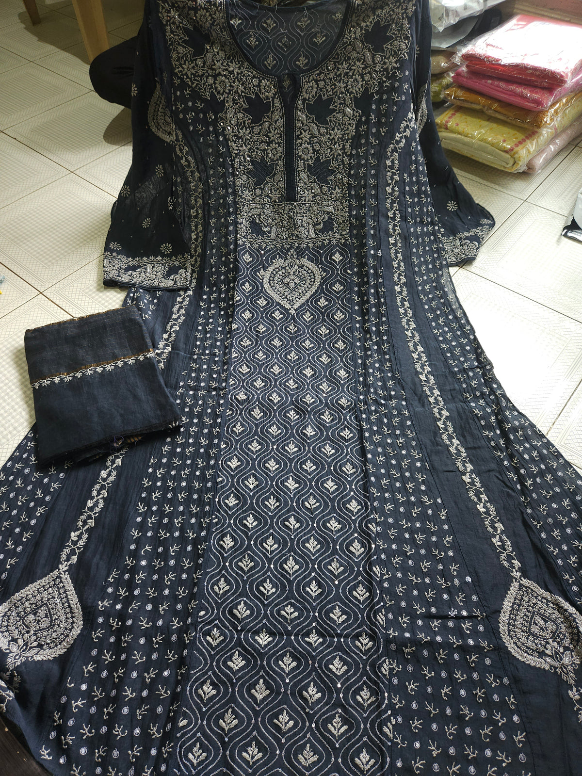 2Piece Malmal Chanderi Anarkali Set PSC024