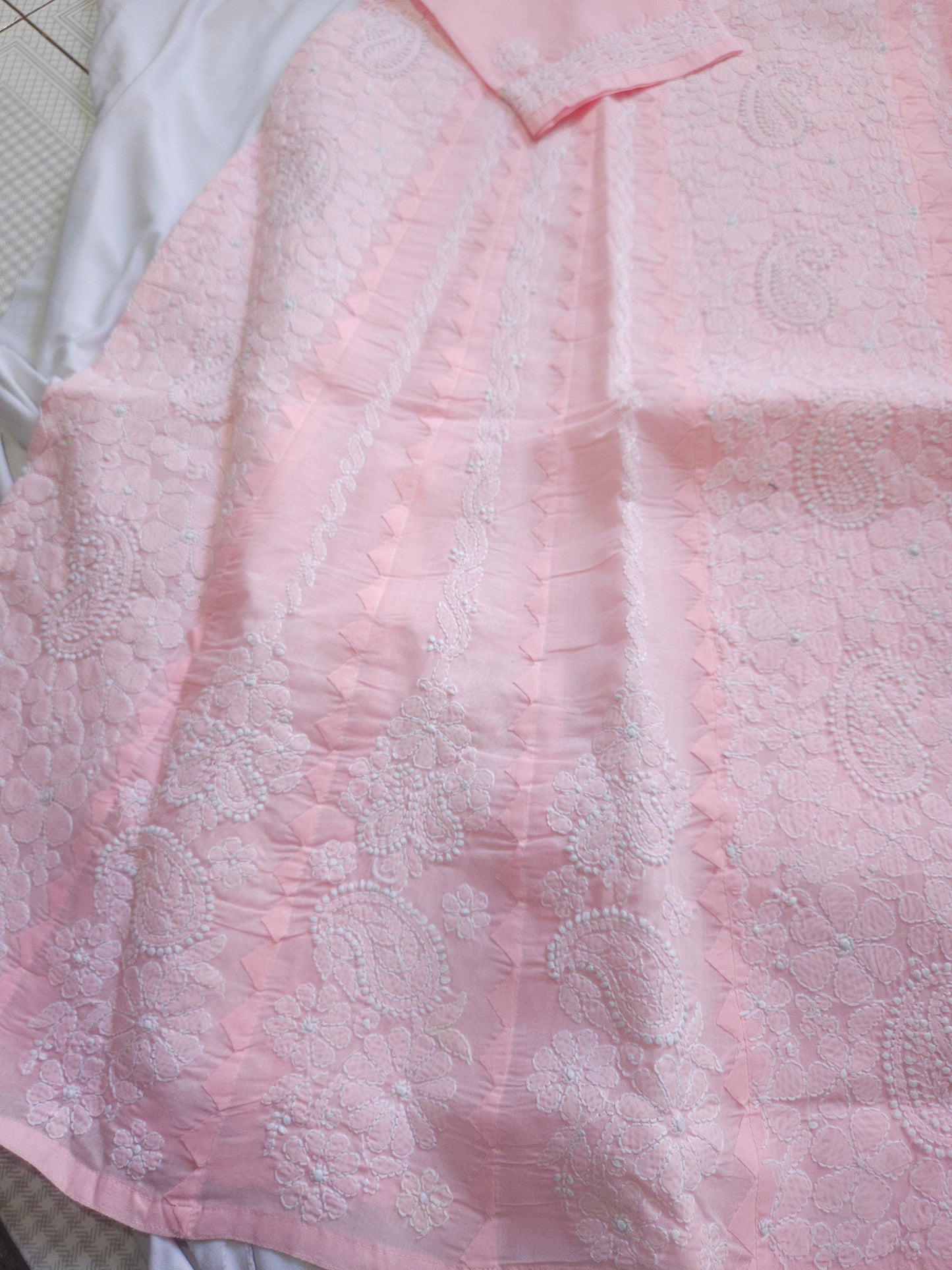 Cotton Voil Heavy Daraz Chikankari Anarkali Stitched