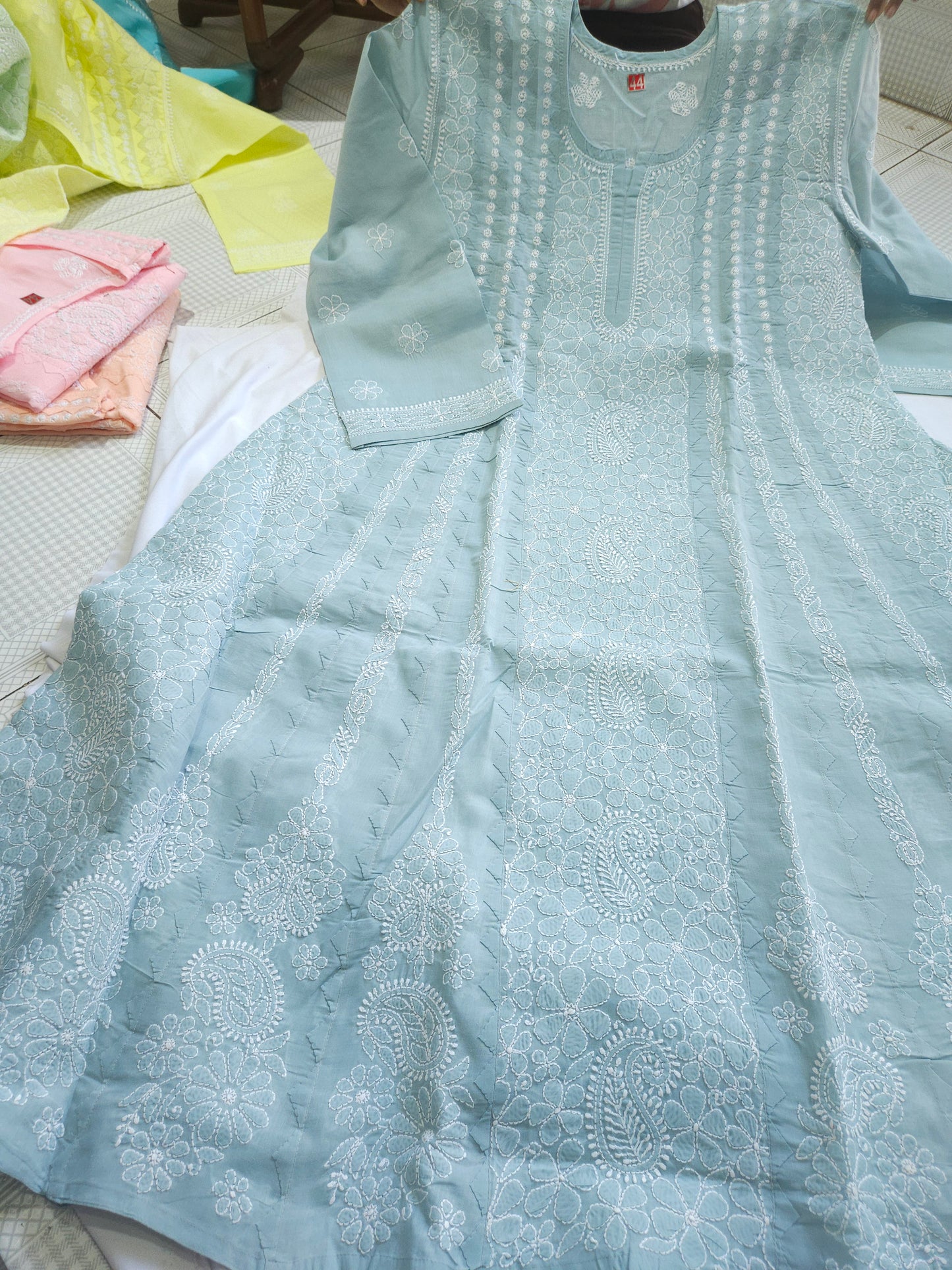 Cotton Voil Heavy Daraz Chikankari Anarkali Stitched
