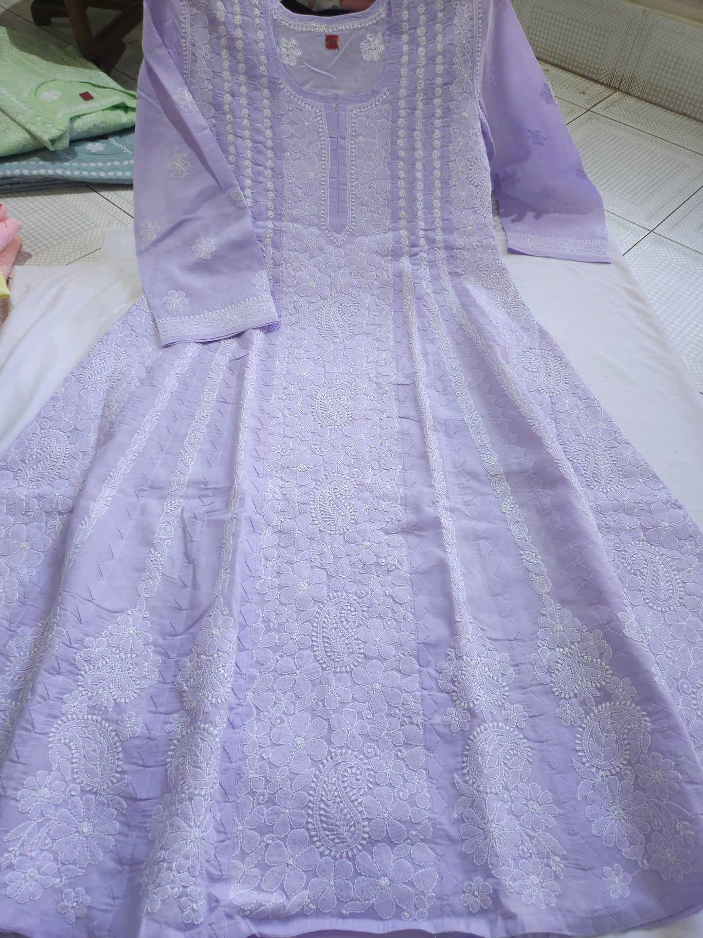 Cotton Voil Heavy Daraz Chikankari Anarkali Stitched