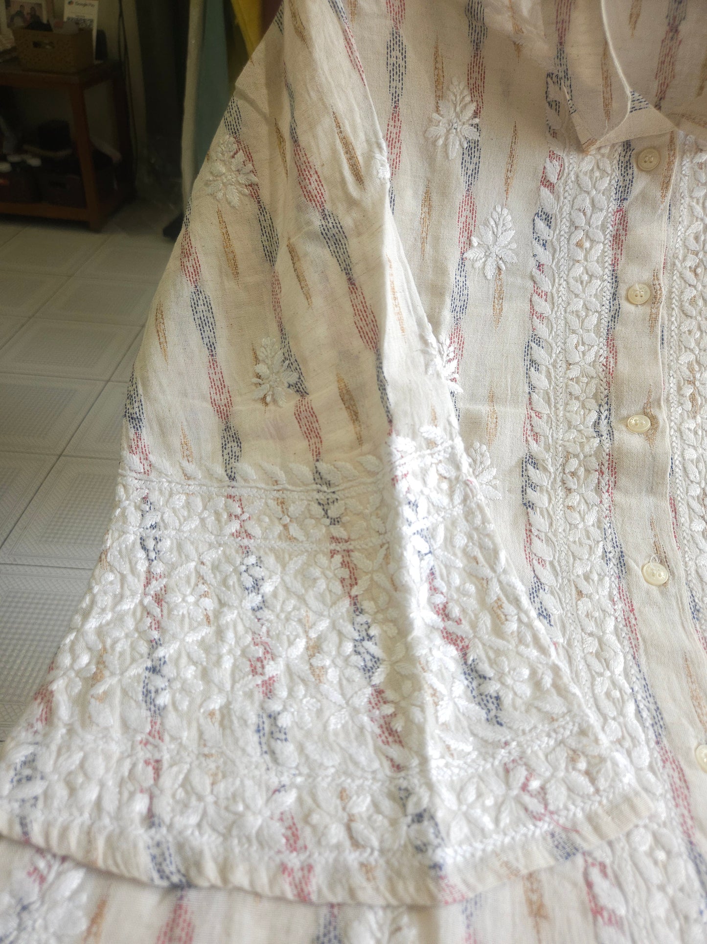Ikkat Cotton Chikankari Coord Set 2piece Stitched