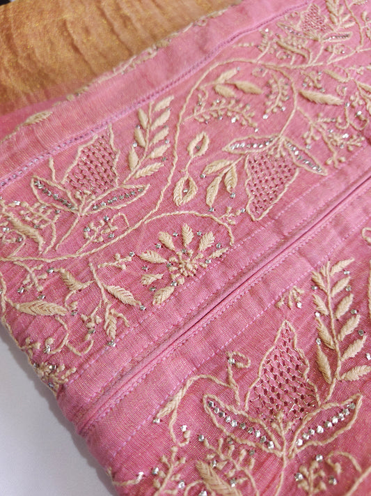 Pure Zari Tissue 2piece Aline Chikankari Suit