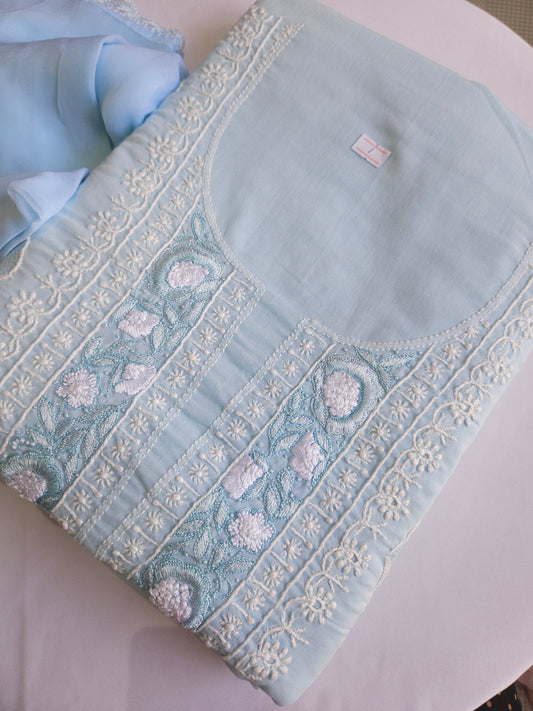 Soft Cotton 3Piece Unstiched Chikankari Parsigara Suir