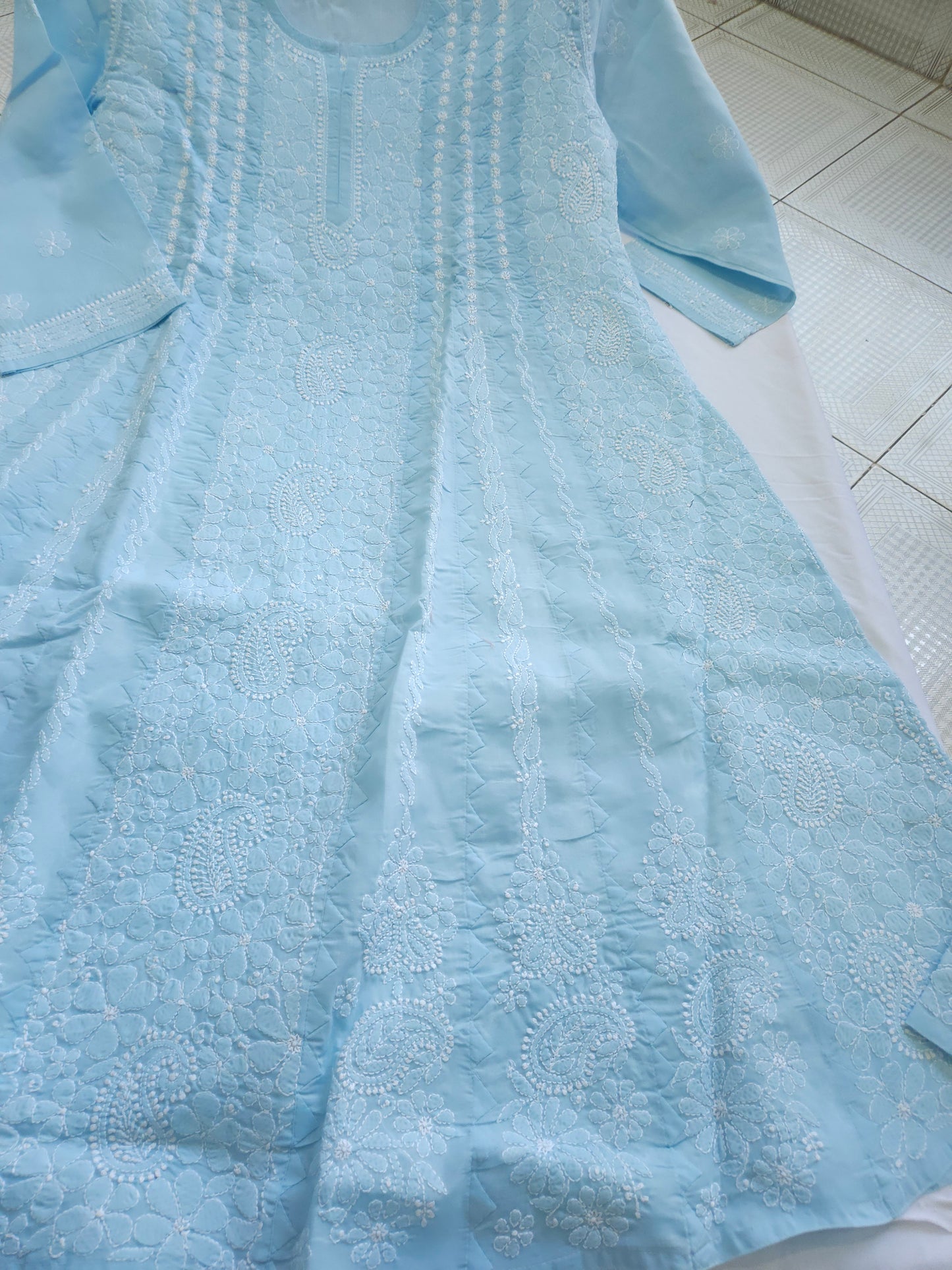 Cotton Voil Heavy Daraz Chikankari Anarkali Stitched
