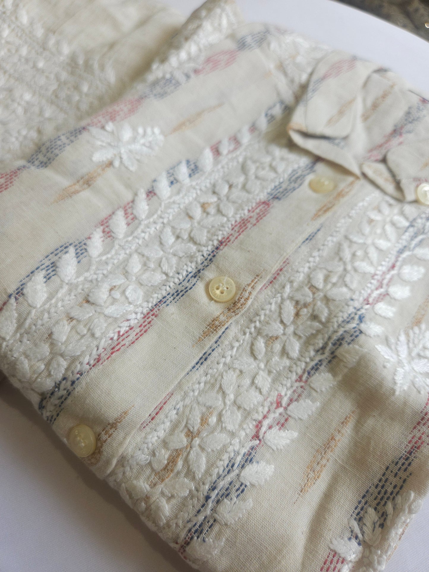Ikkat Cotton Chikankari Coord Set 2piece Stitched