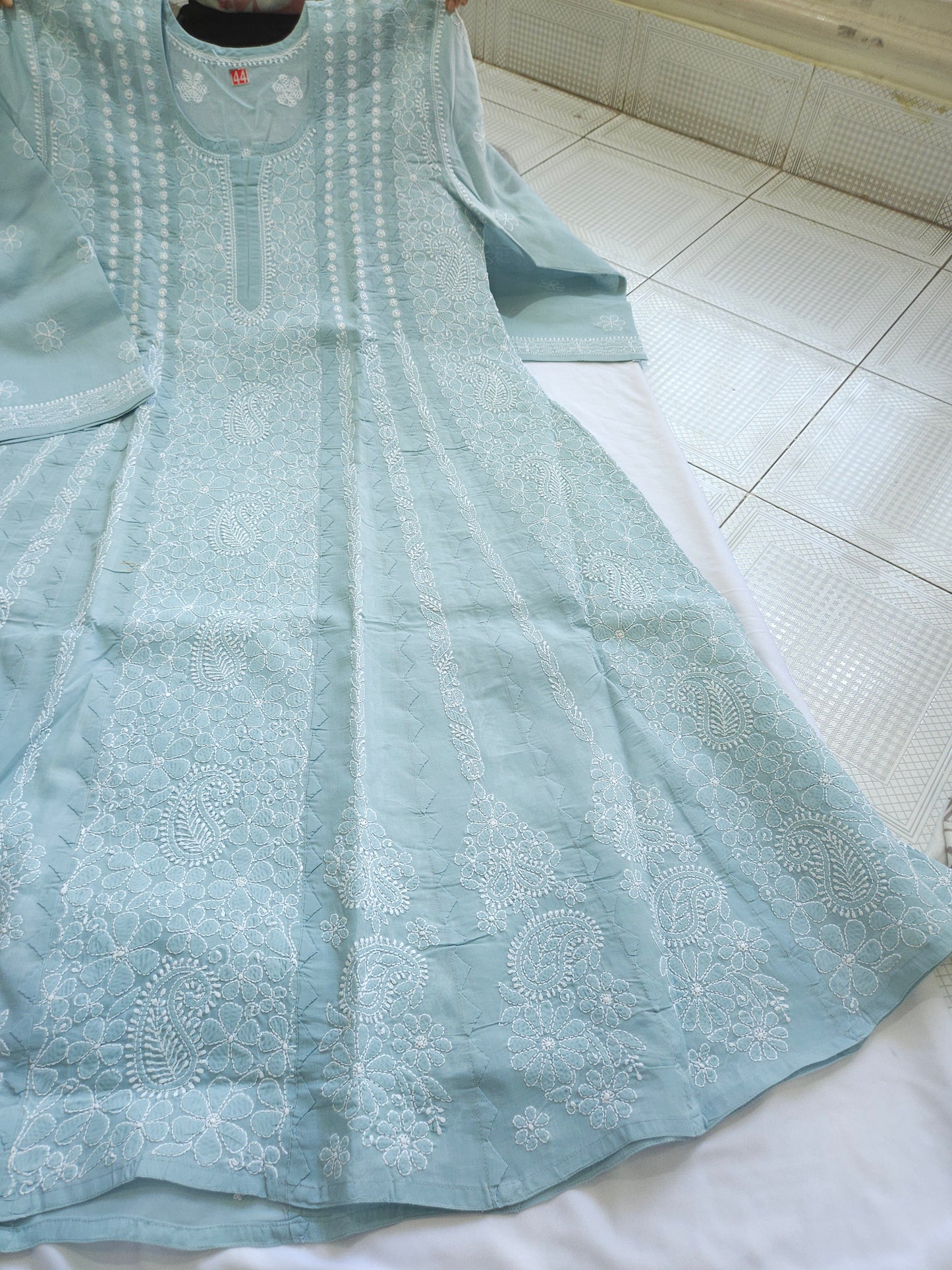Cotton Voil Heavy Daraz Chikankari Anarkali Stitched