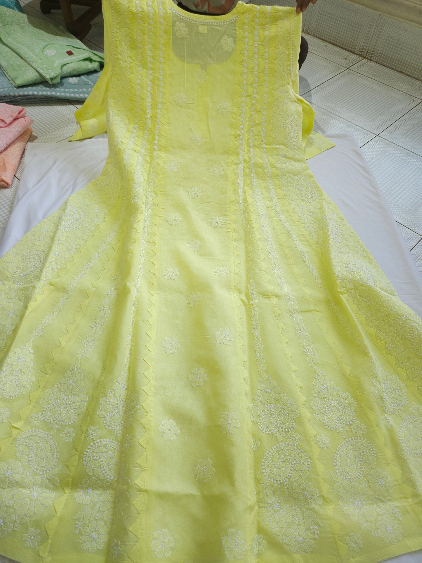 Cotton Voil Heavy Daraz Chikankari Anarkali  Stitched