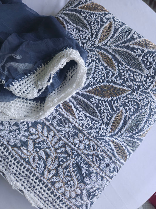 Cotton Voil 3-Piece Chikankari Suit (PSC223)