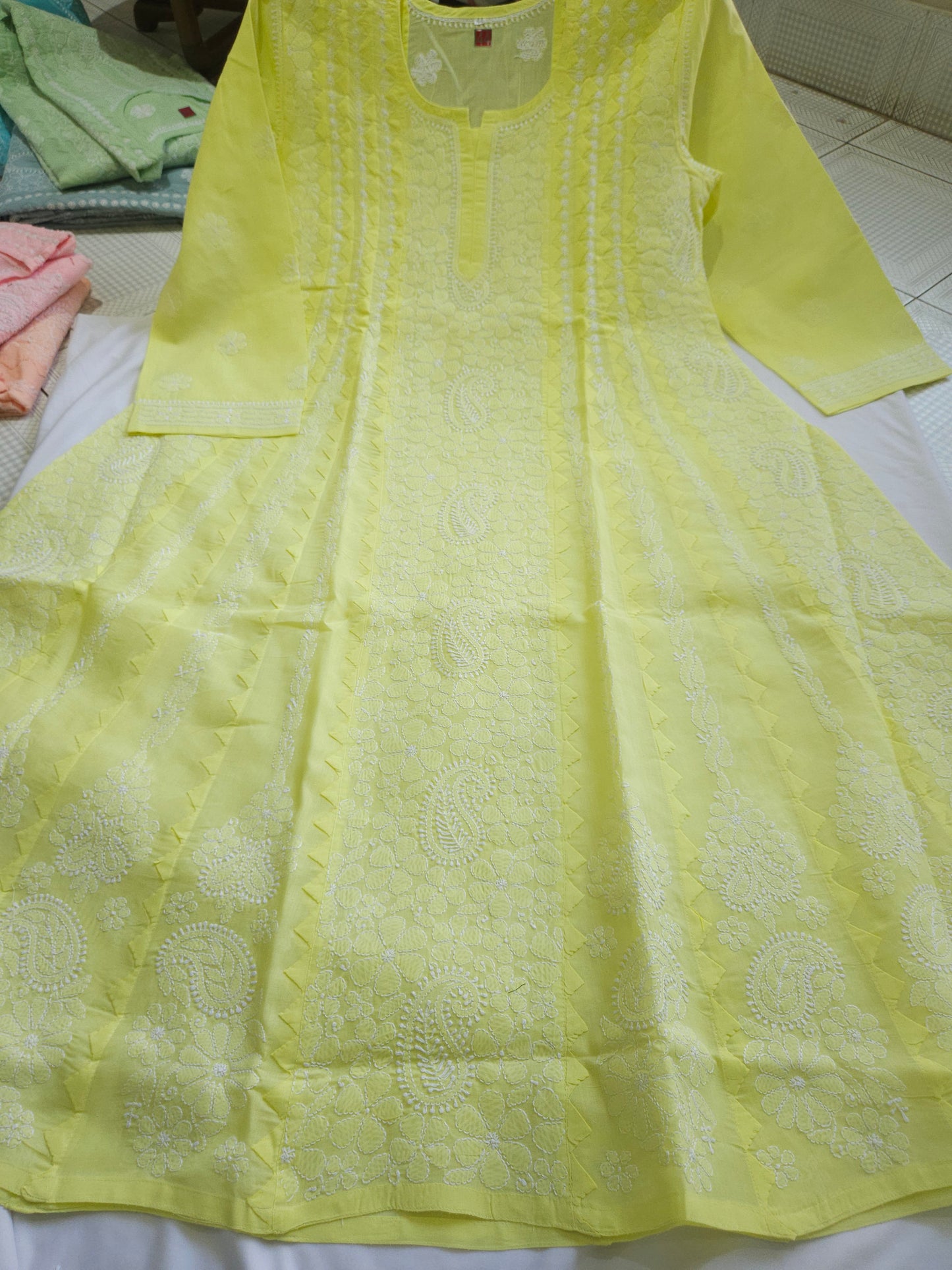 Cotton Voil Heavy Daraz Chikankari Anarkali  Stitched