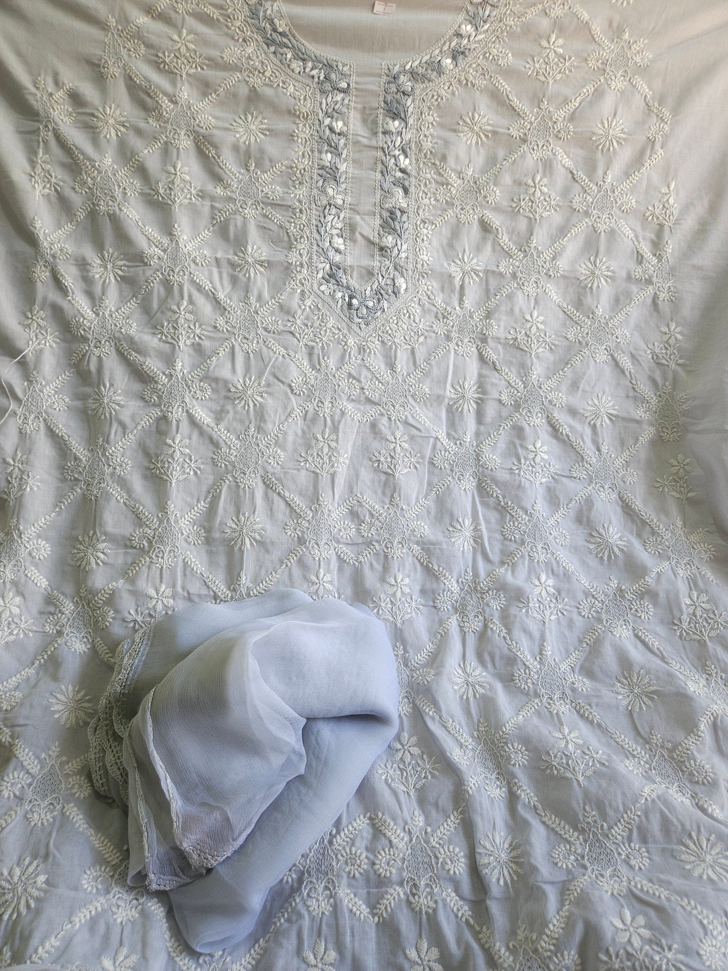 Soft Cotton 3Piece Unstiched Chikankari Parsigara Suit