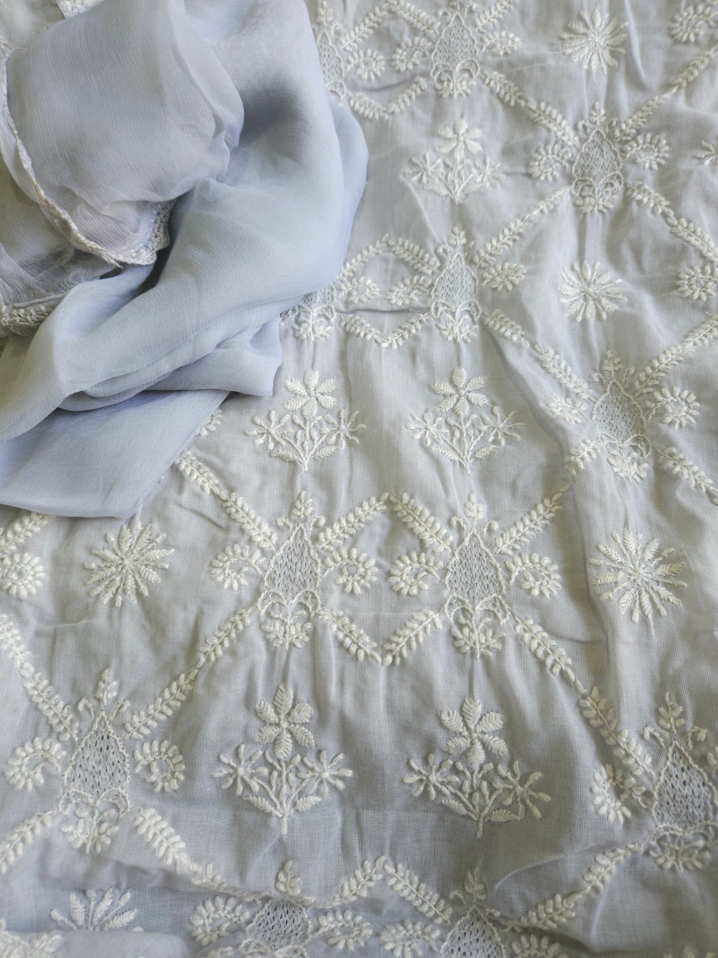 Soft Cotton 3Piece Unstiched Chikankari Parsigara Suit