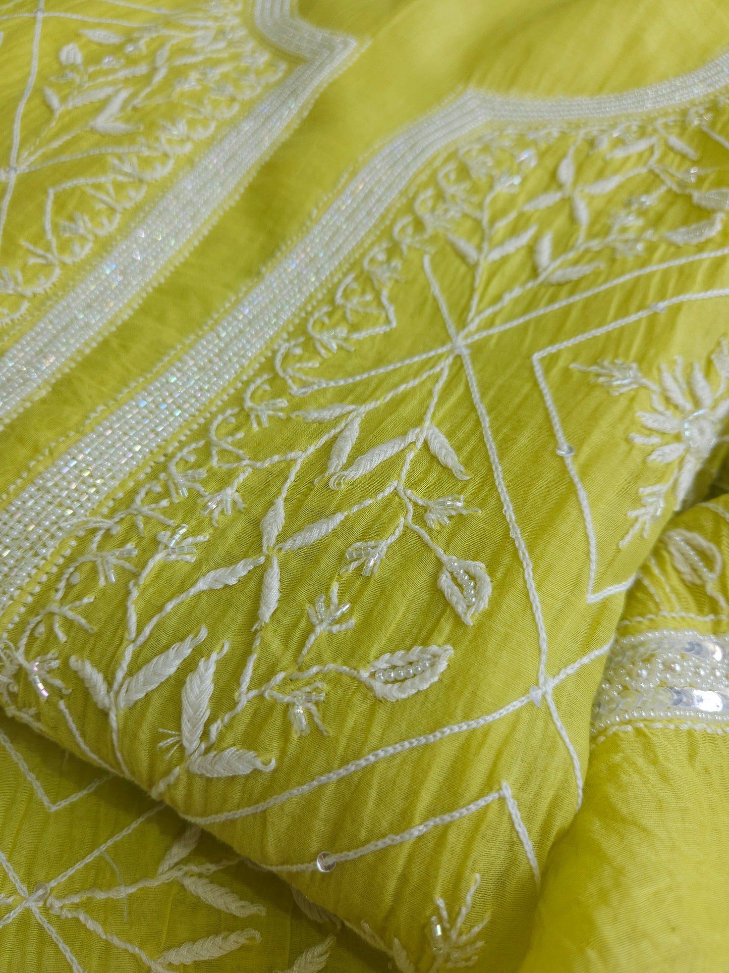 Malmal Chanderi Full Jaal Mirror work 2Piece Semistiched Suit