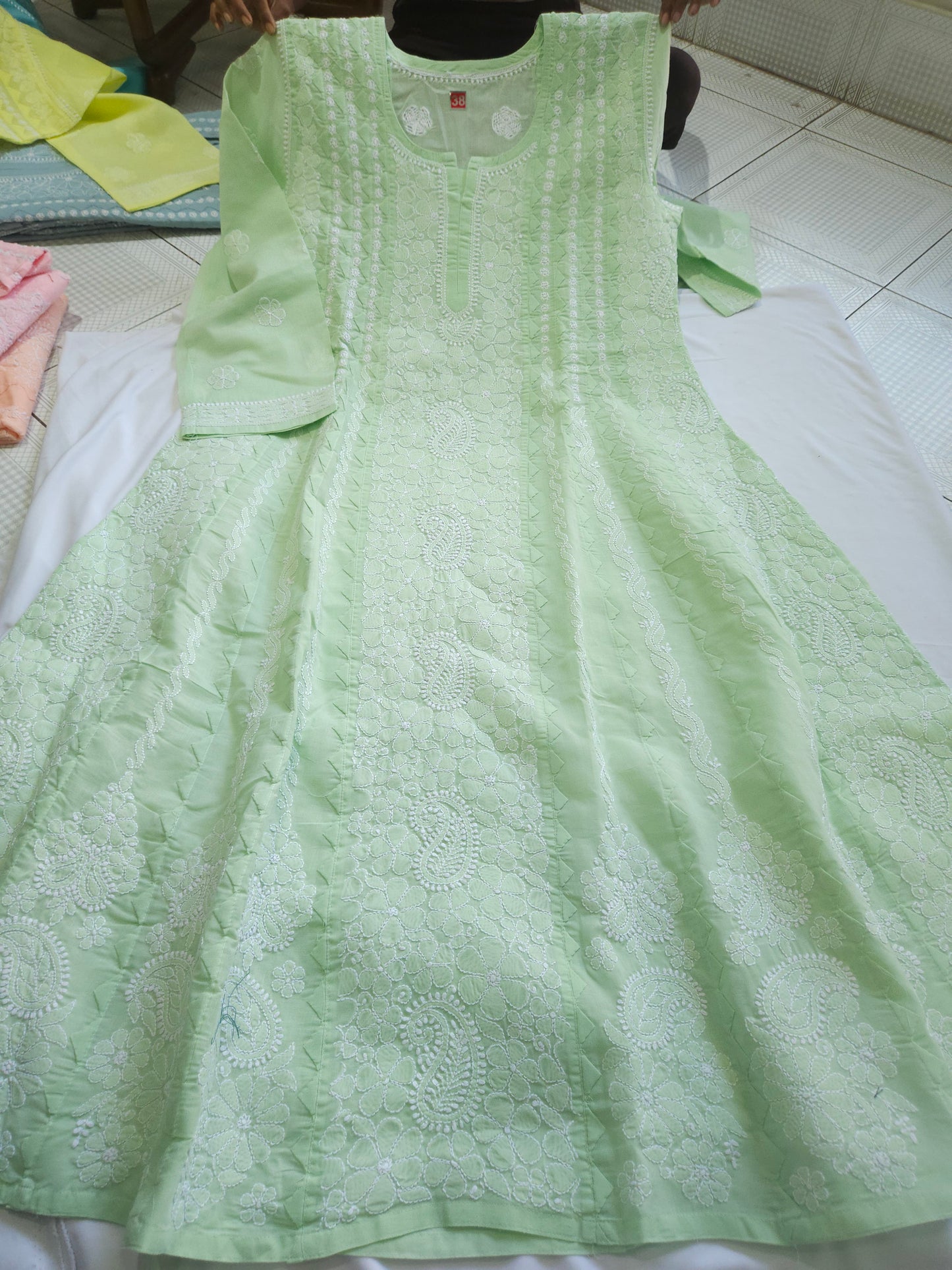 Cotton Voil Heavy Daraz Chikankari Anarkali Stitched